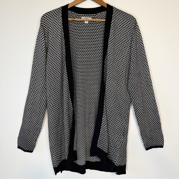 Croft & Barrow Black White Geometric Print Open Flowy Longline Cardigan, size XL - Picture 6 of 16